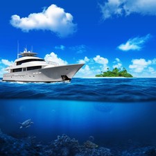 Wandbild: Weiße Yacht im