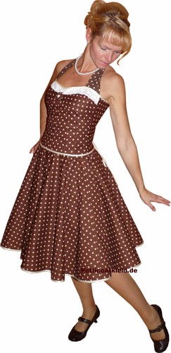 Swingkleid braun punkte creme - braun,