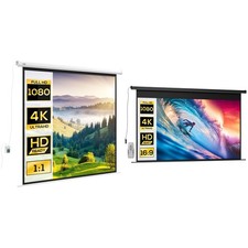 HOMCOM Beamer-Leinwand Elektrisch Projektionsleinwand, Metall