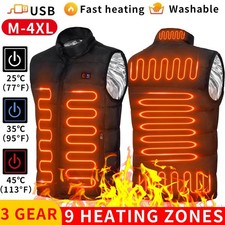 Unisex USB Beheizbare Heizjacke Weste Heizweste Beheizte Wärmeweste Vest Black