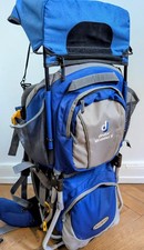 Deuter Kid Comfort 2 in Blau; Gebrauchter Zustand; Mit Regen-u. Sonnenhaube