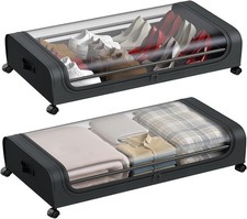 2x Unterbett Aufbewahrungsbox Schublade aus Oxford-Stoff Mit Rädern Fenster Heim