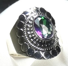 Ring 925 Silber Gr. 17,2 (54) großer facettierter Mystic Topas mod. UNIKAT NEU