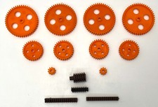 Set aus Zahnrädern und Spindeln - insgesamt 14 Teile - Neu
