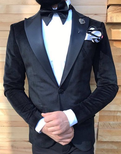 Designer schwarz samt anzug - designer,