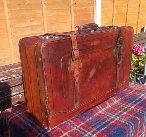 Vintage brauner lederkoffer - vintage,