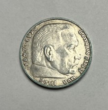 Drittes Reich Silber 5 Reichsmark 1937 D Paul von Hindenburg - gut erhalten
