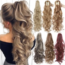 Echt Lockig Dick Klammer Haarteil Zopf Pferdeschwanz Haarverlängerung 12in-24in