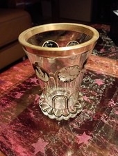 Kristallglas  Becher, Kelch, Pokal  m. Goldrand u. Waldmotiven