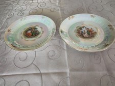 2 x Kuchen-/Vesperteller, Colditz Porzellan, DDR, Perlmutt Nymphen 18,7 cm, top