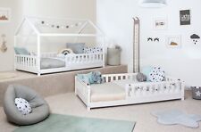 ANGEBOT 2-in-1 Hausbett Bodenbett"Duo"inkl.Rollrost B-WARE Kiefer Weiß 90x200 cm