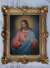 Gemälde Jesus Christus Bild mit Barockrahmen Wandbild ReproAntik look 56x46 cm