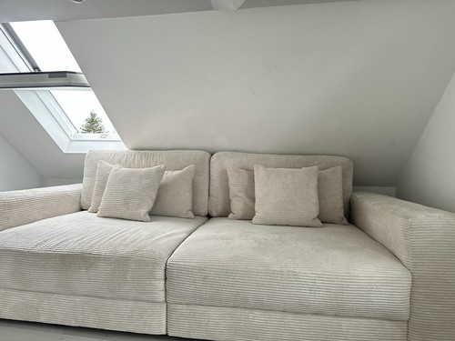 Große cremefarbene cord couch - cremefarbene, cord-couch