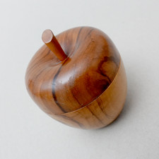 Apfel Dose Holzdose Deckeldose 70er Jahre Olivenbaum Holz Olive Art Italy