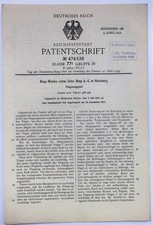 Reichspatentamt 1928 original Patentschrift Blechspielzeug BING Flugzeugspiel