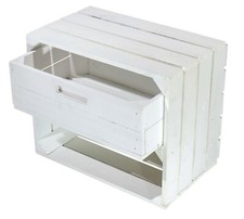 Breite weiße Holzkiste