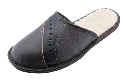 Warme lederpantoffeln mit - warme,