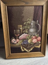 Gobelin Stickbild Stilleben 35 x 48 , mit Exclusiv-Holzrahmen 45 x 60  cm