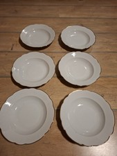 Mitterteich Bavaria 6 Teller Essteller Suppenteller Weiss mit GOLDRAND
