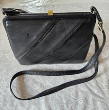Original 50er Jahre Echtleder Handtasche Schwarz Vintage