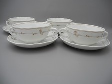 Hutschenreuther 4 Suppentassen Unterteller Schloss Bentheim Goldrand