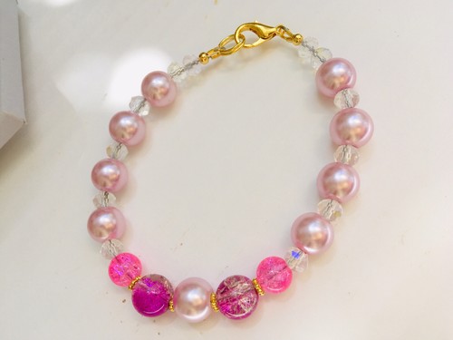 Rosa glasperlen armband - rosa,