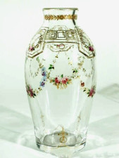 Gräfl. HARRACH Jugendstil Glasvase ° Emaille Dekor ° bohemia art nouveau glass °