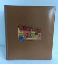 Altes antikes Ledorna Fotoalbum Vollrindleder Bildmotiv Löffingen unbenutzt