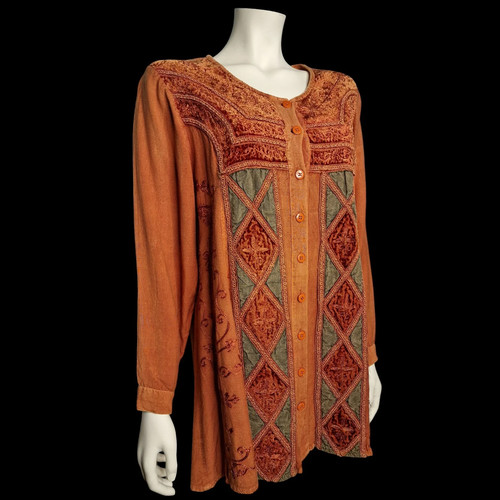Vintage tunika mit - mit, stickerei