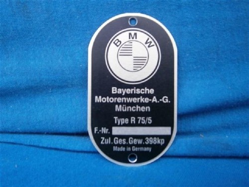 Bmw typenschild r75 - bmw,