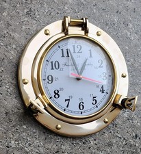 Messing Bullaugenuhr funktionstüchtig Wanduhr Maritim Wohndeko