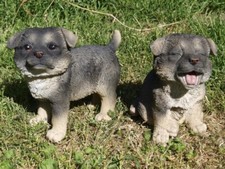 Schäferhund Deko Figur Welpe 2 im SET lebensecht Gartenfigur Hunde NEU