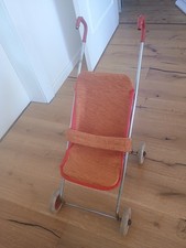 Puppen Buggy Wagen 70er Retro Vintage Puppenwagen Rot / Orange