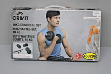 CRIVIT Hantel Kurzhantel-Set, mit Stahl-Griff, 10 kg 463296_2404 Schwarz NEU