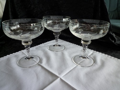 Glas kristall sektschalen - 3x,