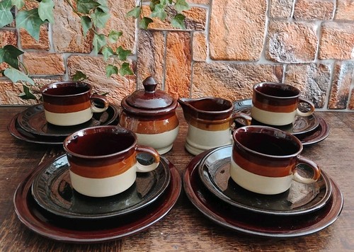 Keramik kaffeeservice braun - keramik,