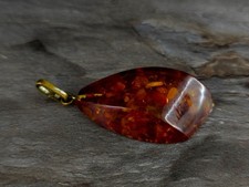 Anhänger Bernstein cognac Vintage - elegant & zeitlos schön vergoldet