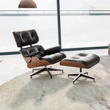 Großer Klassischer Lounge Chair und Ottoman Set Sessel Clubsessel Echt leder DE