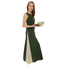 Mittelalter Kleid mit Schnürung ärmellos Grün / Natur "Juta" Mittelalterkleid