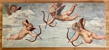 Raffael-Fresko mit Liebesgöttern: schöner Farbdruck auf Holz aufgezogen