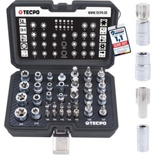 TECPO INNEN + AUßEN TORX STECKSCHLÜSSEL SATZ E4-E20 NÜSSE T10-T60 NUSS-SET 3/8