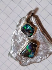  925er Silberanhänger Boulder Opale Mit Neonfarben Handarbeit