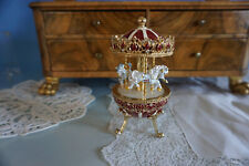 Spieldose Spieluhr Karussell mit Pferdchen Pferde Metall wohl 80er (E23-047)