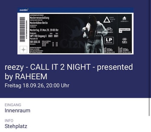 Reezy konzertkarte stuttgart - reezy,