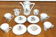 13-teiliges Vintage Kinder Kaffeeservice Porzellan weiß Goldrand 50er oder 60er