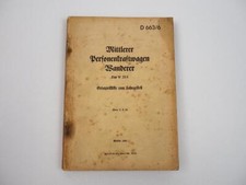 Dienstvorschrift D663/6 Ersatzteilliste Wanderer W23 S Kübelwagen 1941 Wehrmacht