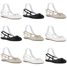 Damen Übergrößen Sling Ballerina Basic Leder-Optik Freizeit Schuhe 841283 Mode