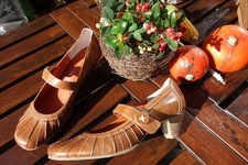 Tamaris Spangenpumps, echtes Leder, Hippie, Ethno, cognac, braun, Gr. 39 - neu!