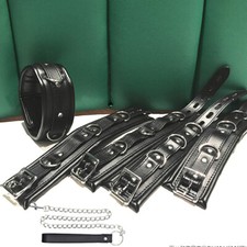 Schwarz PU Leder Handschellen