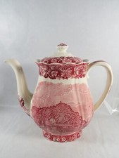 Palissy Pottery, Thames River Scenes rot @ Auswahl @Tee- Kaffeekanne, Teller usw